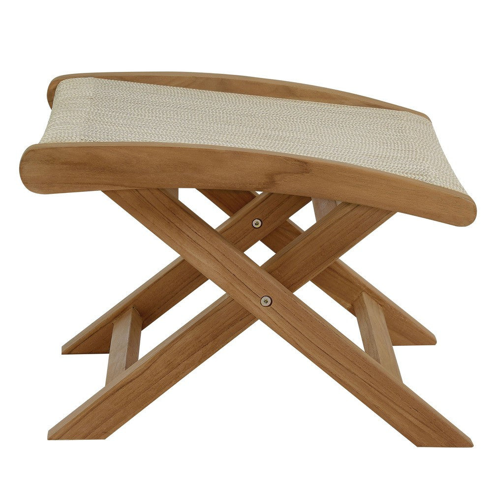 EEI-6938 Vienna 2-Piece Outdoor Patio Teak and Rope Folding Accent Lounge Chair and Ottoman Set by Modway