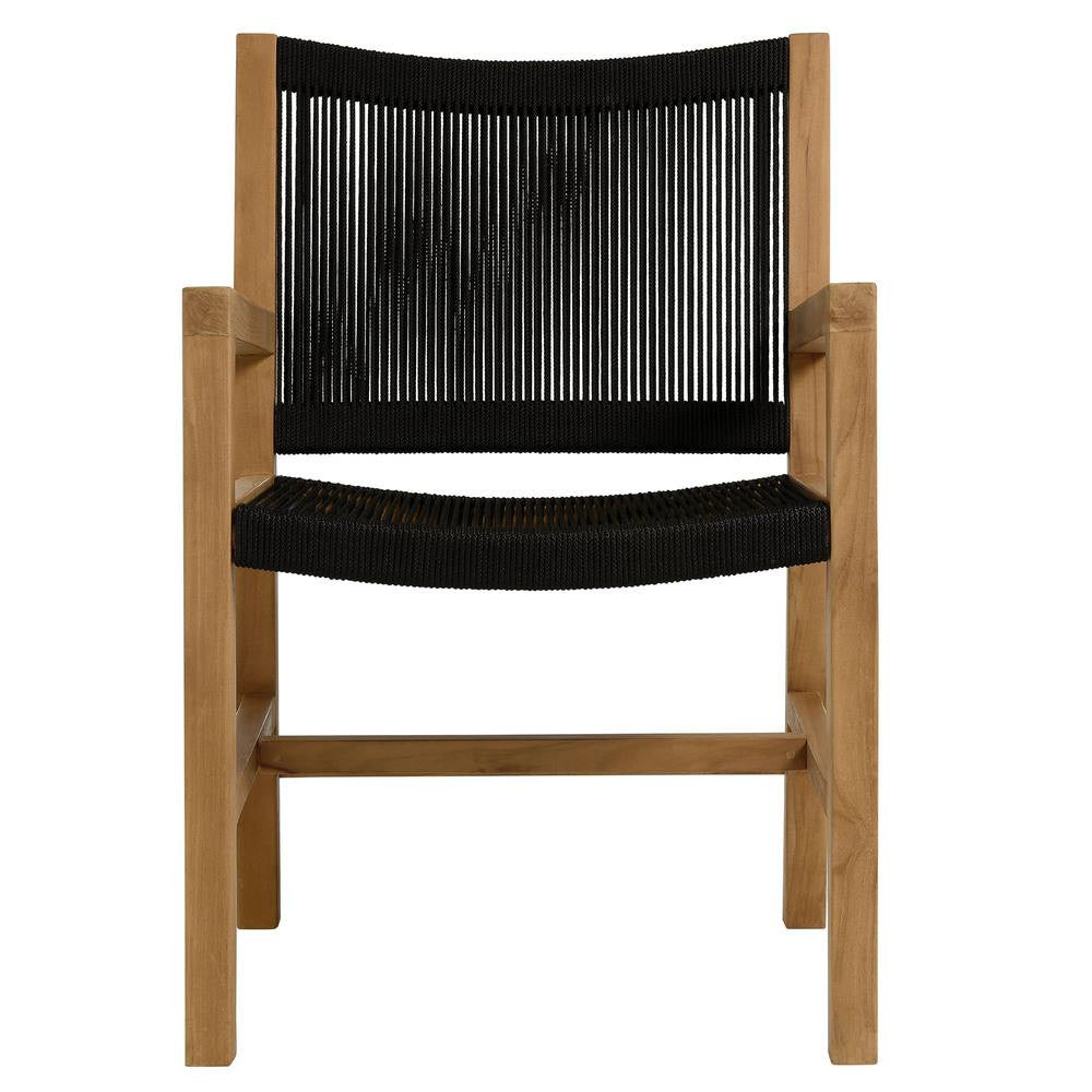EEI-6936 Vienna 3-Piece Outdoor Patio Teak and Rope Armchairs with Folding Side Table by Modway