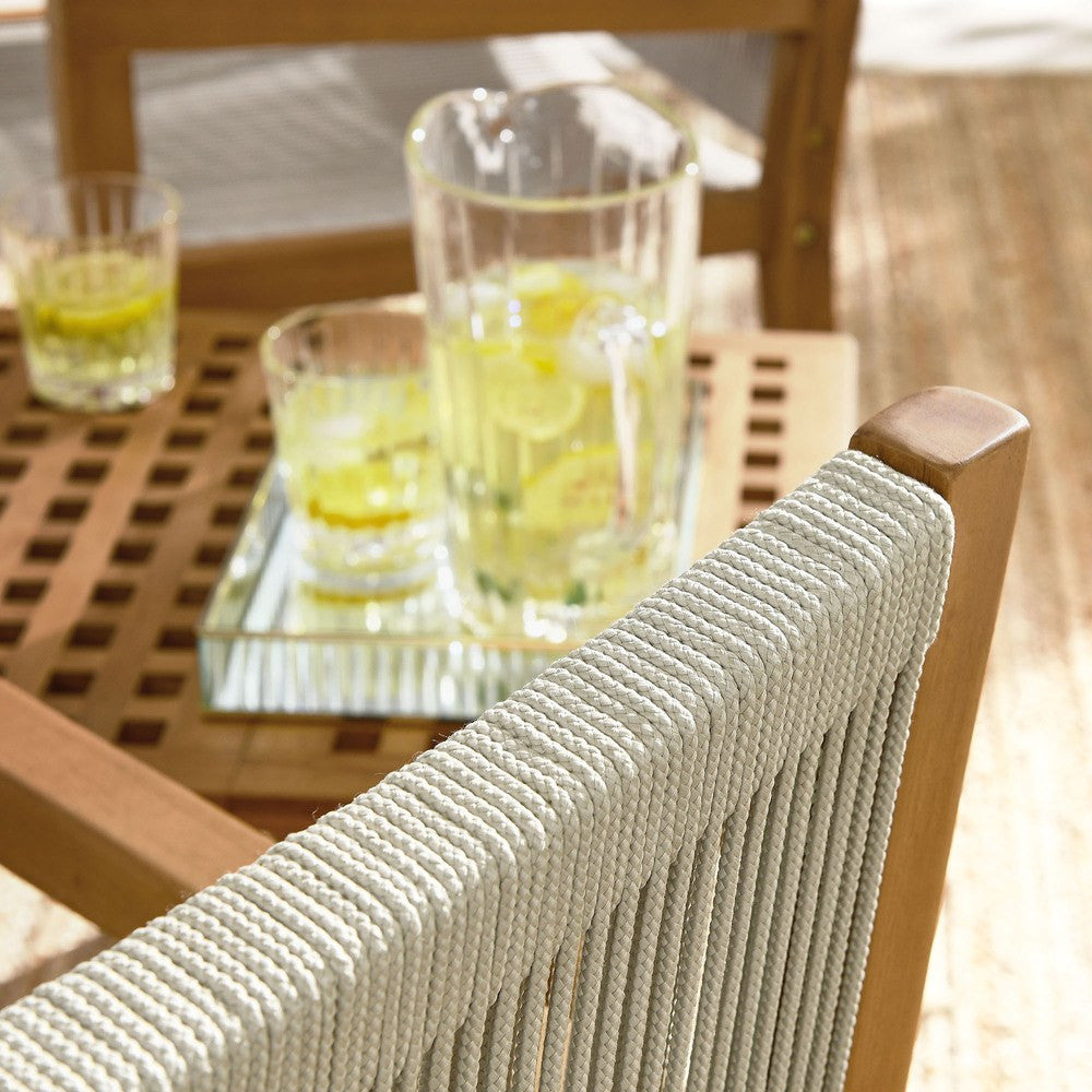 EEI-6936 Vienna 3-Piece Outdoor Patio Teak and Rope Armchairs with Folding Side Table by Modway