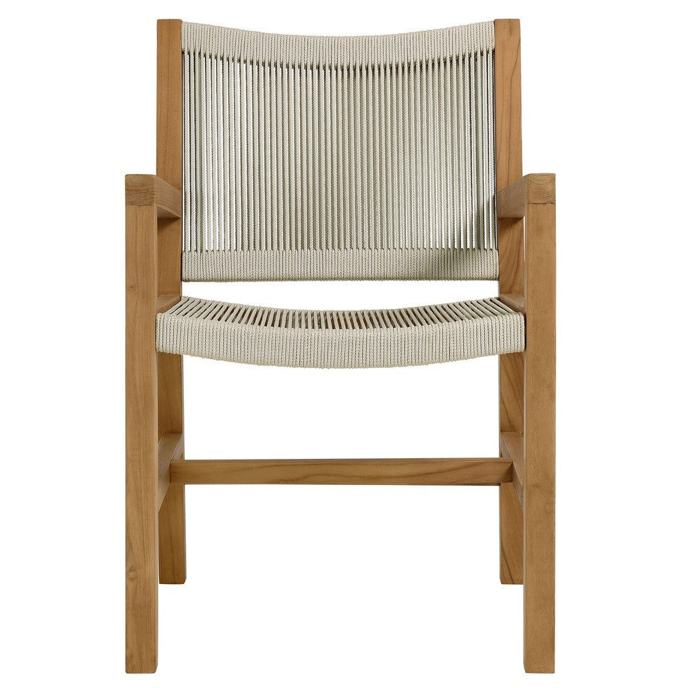 EEI-6936 Vienna 3-Piece Outdoor Patio Teak and Rope Armchairs with Folding Side Table by Modway