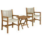 EEI-6936 Vienna 3-Piece Outdoor Patio Teak and Rope Armchairs with Folding Side Table by Modway