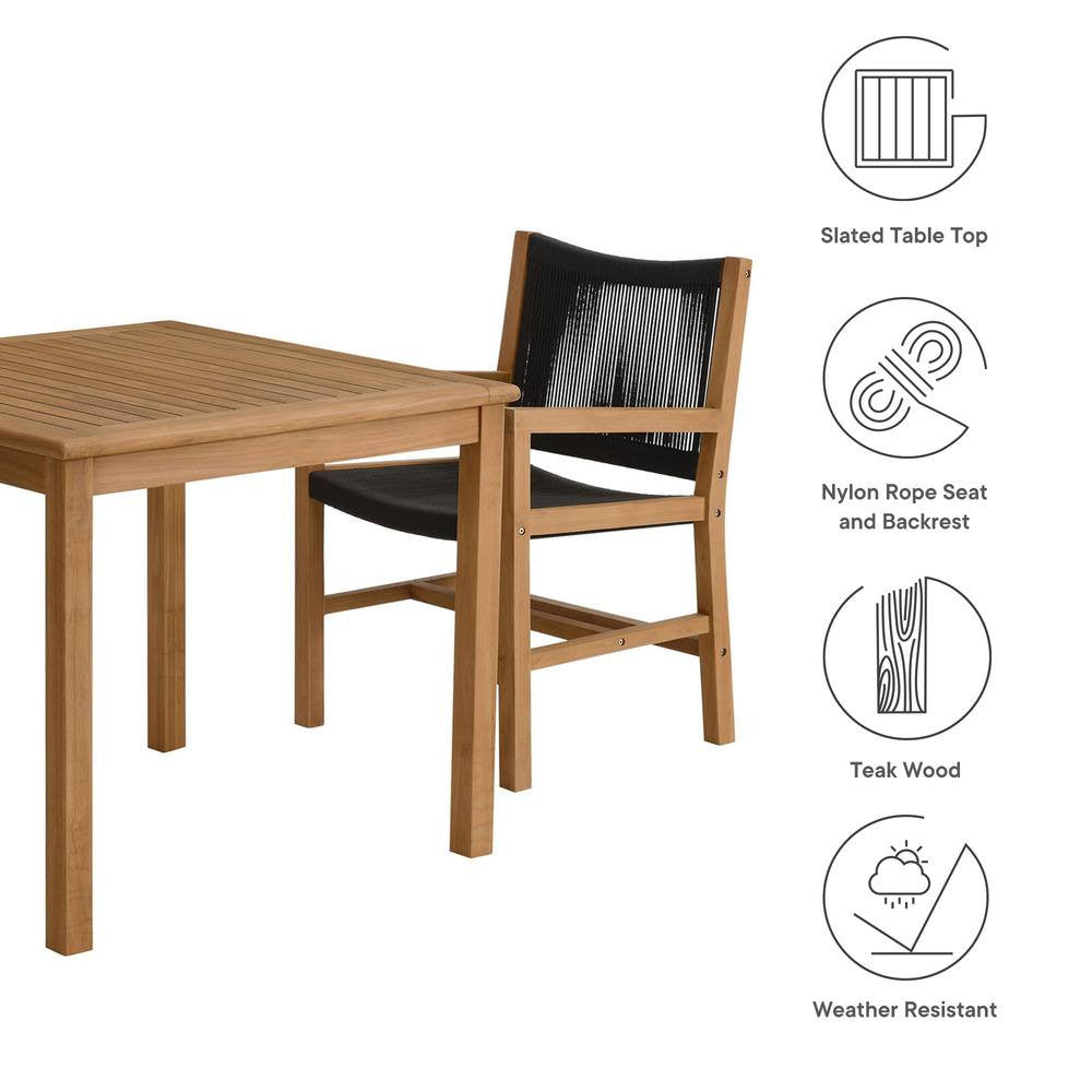 EEI-6940 Vienna 3-Piece Outdoor Patio Teak and Rope Dining Set with Armchairs by Modway