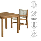 EEI-6940 Vienna 3-Piece Outdoor Patio Teak and Rope Dining Set with Armchairs by Modway