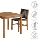 EEI-6939 Vienna 3-Piece Outdoor Patio Teak and Rope Dining Set with Armless Chiars by Modway
