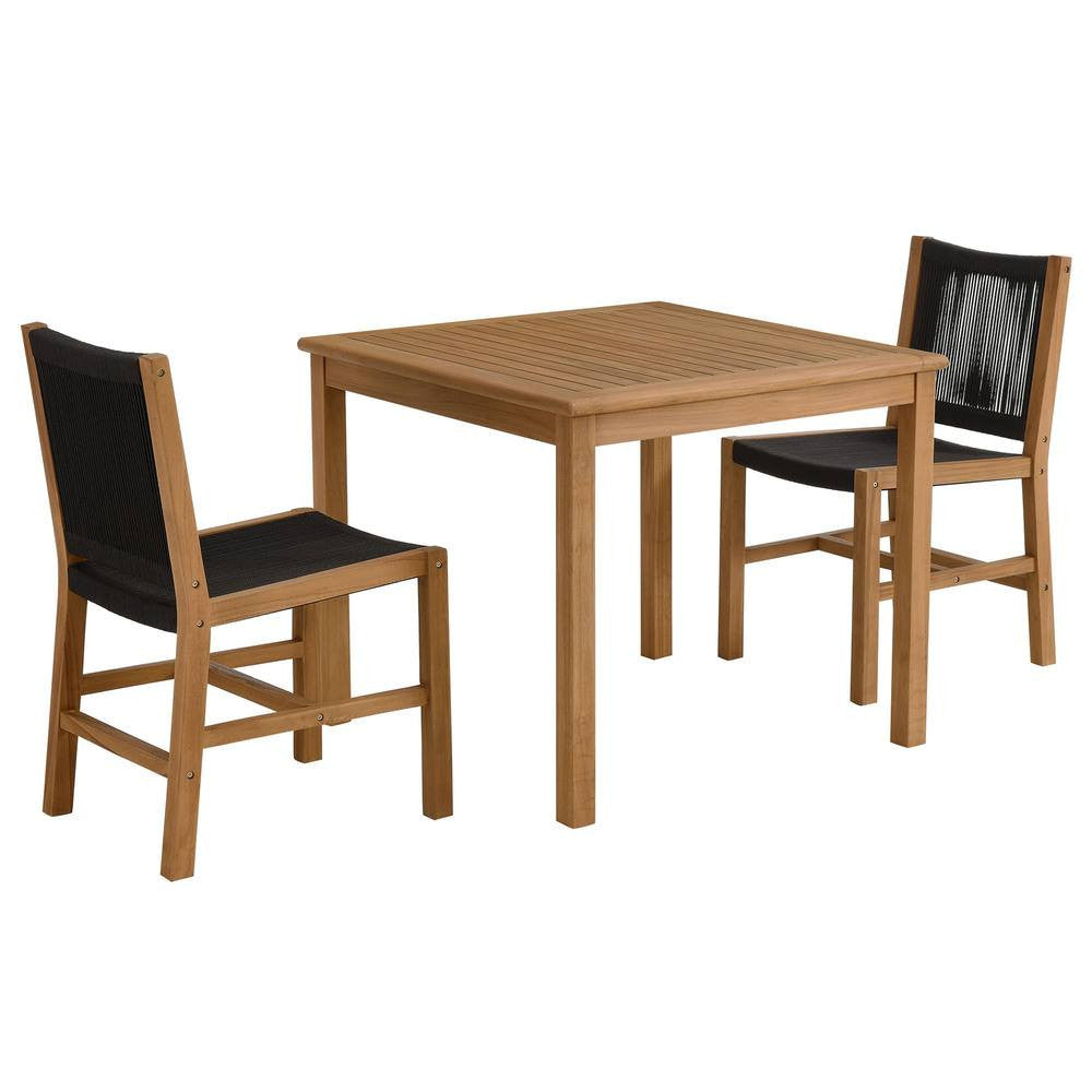 EEI-6939 Vienna 3-Piece Outdoor Patio Teak and Rope Dining Set with Armless Chiars by Modway