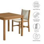EEI-6939 Vienna 3-Piece Outdoor Patio Teak and Rope Dining Set with Armless Chiars by Modway
