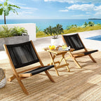 EEI-6937 Vienna 3-Piece Outdoor Patio Teak and Rope Folding Lounge Chairs and Side Table by Modway