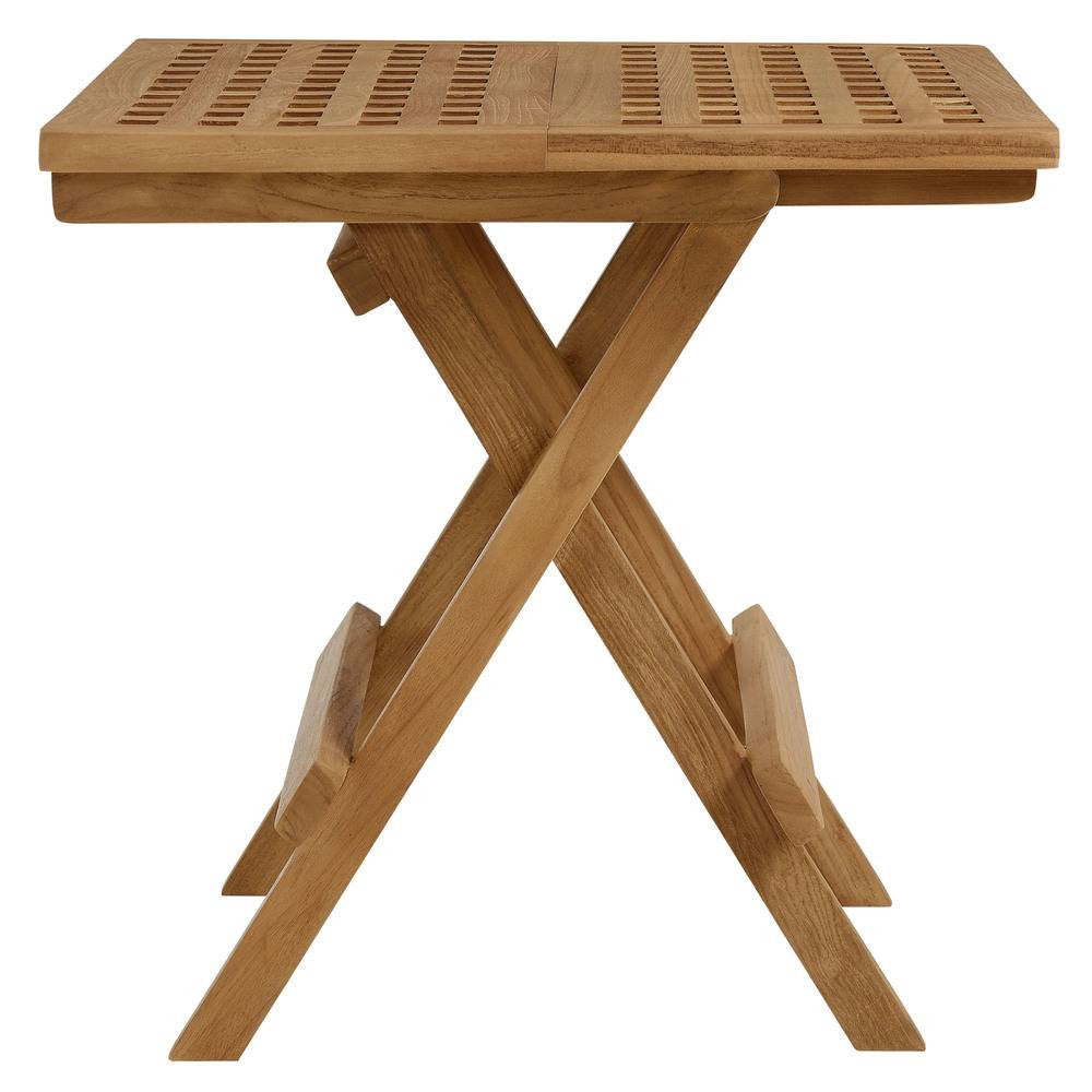 EEI-6937 Vienna 3-Piece Outdoor Patio Teak and Rope Folding Lounge Chairs and Side Table by Modway
