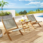 EEI-6937 Vienna 3-Piece Outdoor Patio Teak and Rope Folding Lounge Chairs and Side Table by Modway