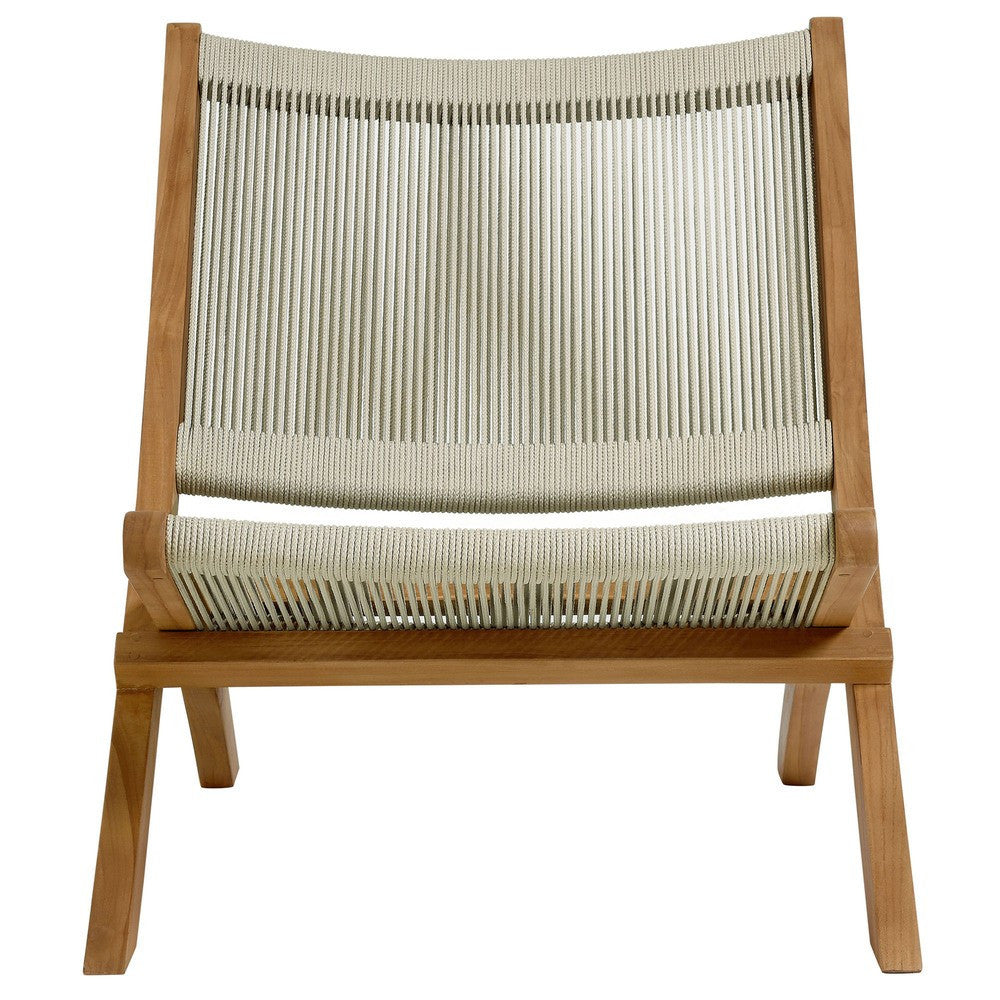 EEI-6937 Vienna 3-Piece Outdoor Patio Teak and Rope Folding Lounge Chairs and Side Table by Modway
