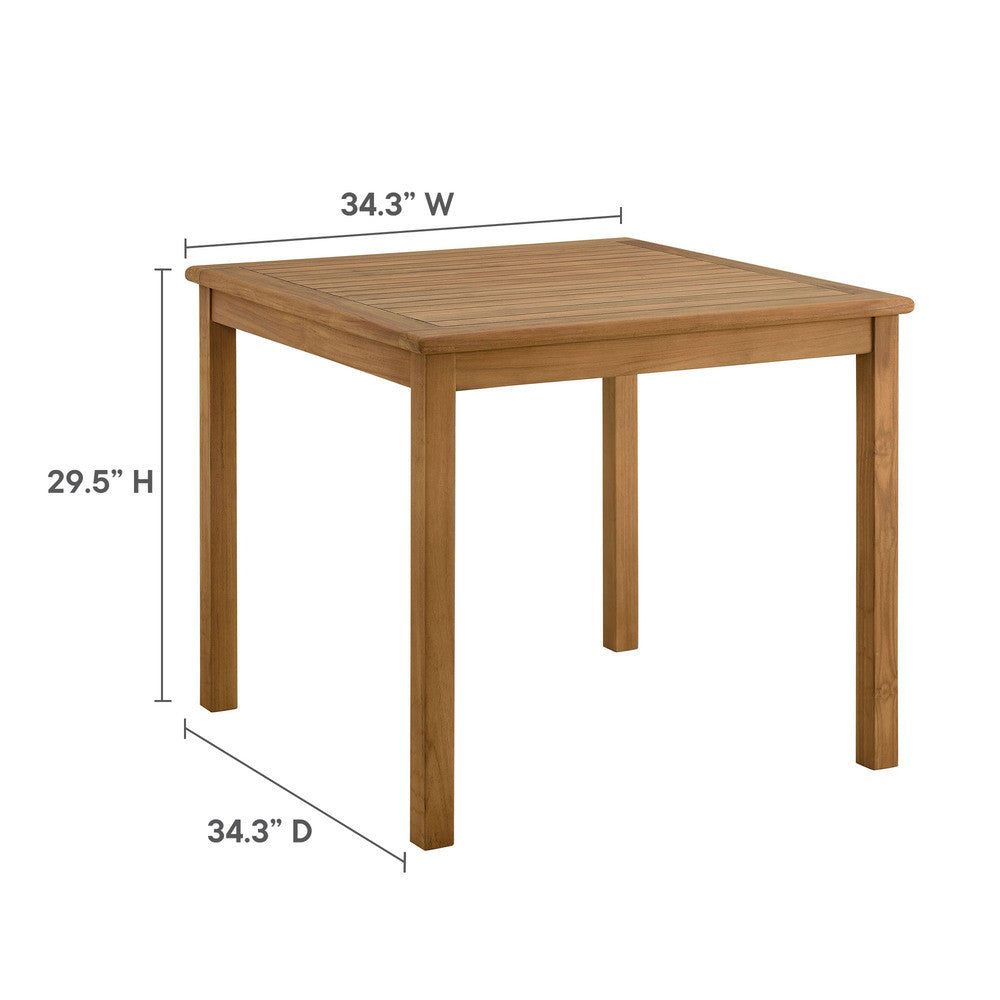 EEI-6814-NAT Vienna 34" Square Outdoor Patio Teak Wood Dining Table by Modway