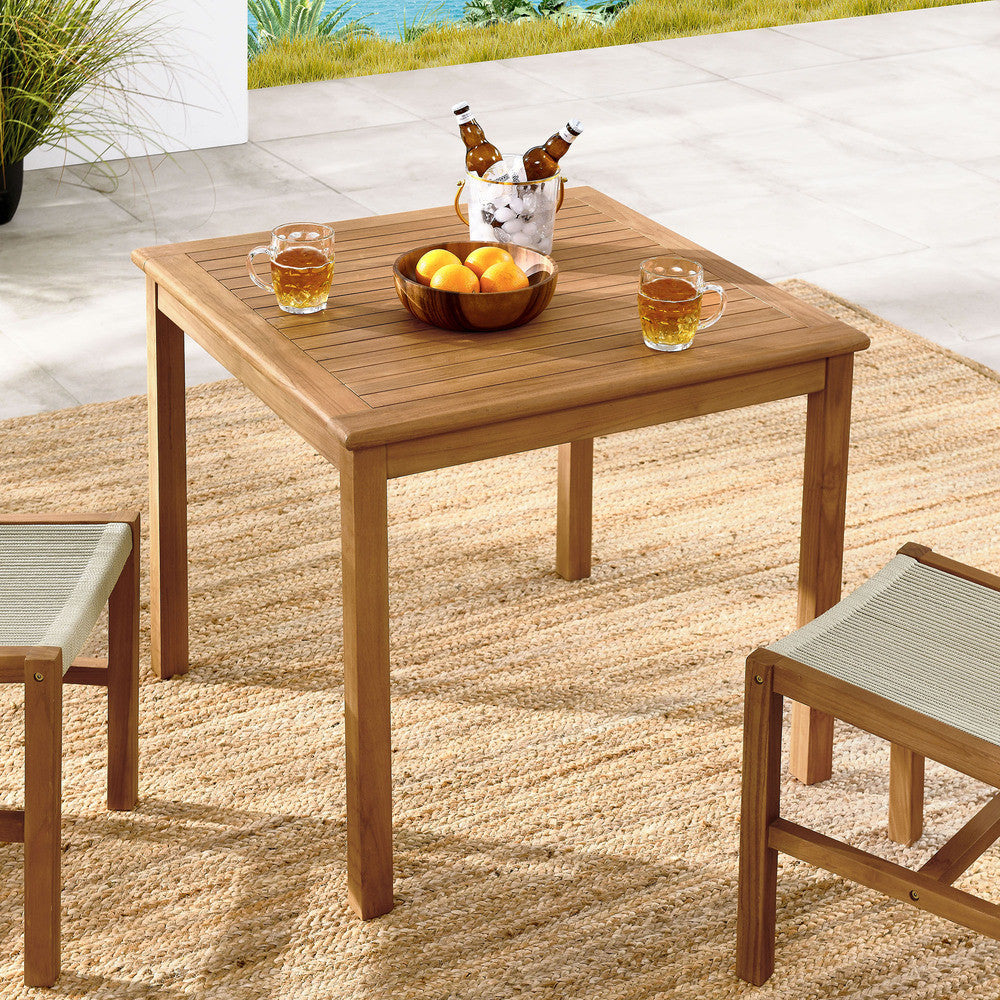 EEI-6814-NAT Vienna 34" Square Outdoor Patio Teak Wood Dining Table by Modway