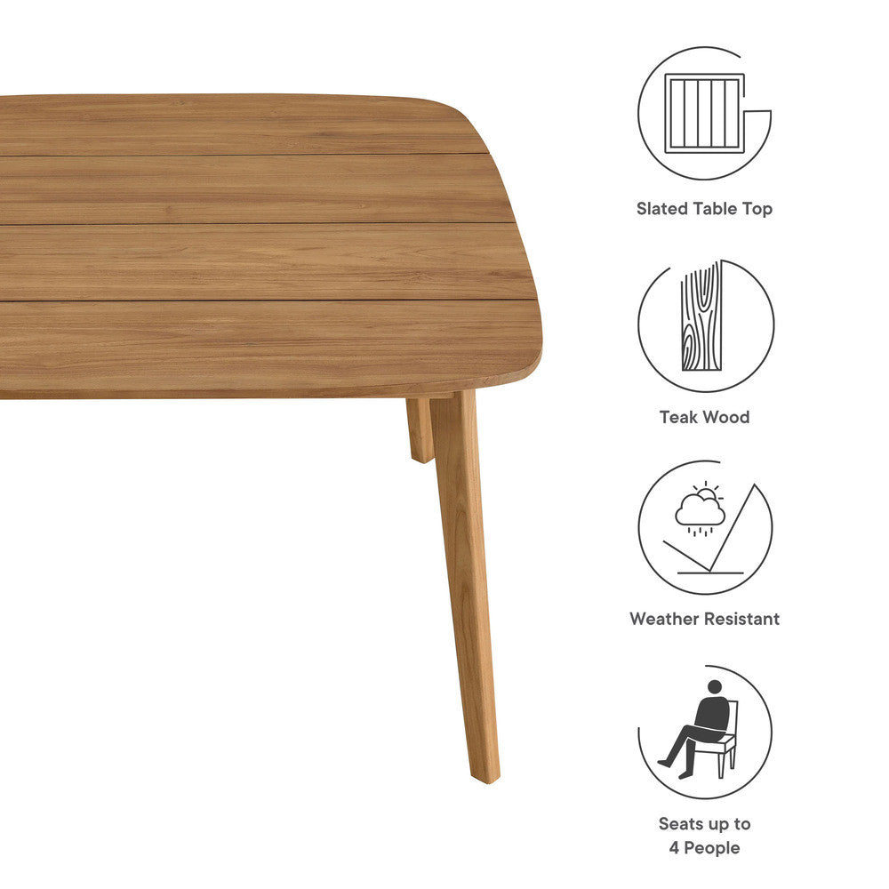 EEI-6815-NAT Vienna 46" Square Outdoor Patio Teak Wood Dining Table by Modway