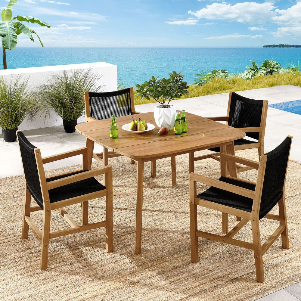 EEI-6935 Vienna 5-Piece Outdoor Patio Teak and Rope Dining Set with Armchairs by Modway