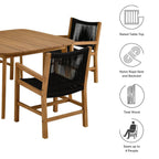 EEI-6935 Vienna 5-Piece Outdoor Patio Teak and Rope Dining Set with Armchairs by Modway