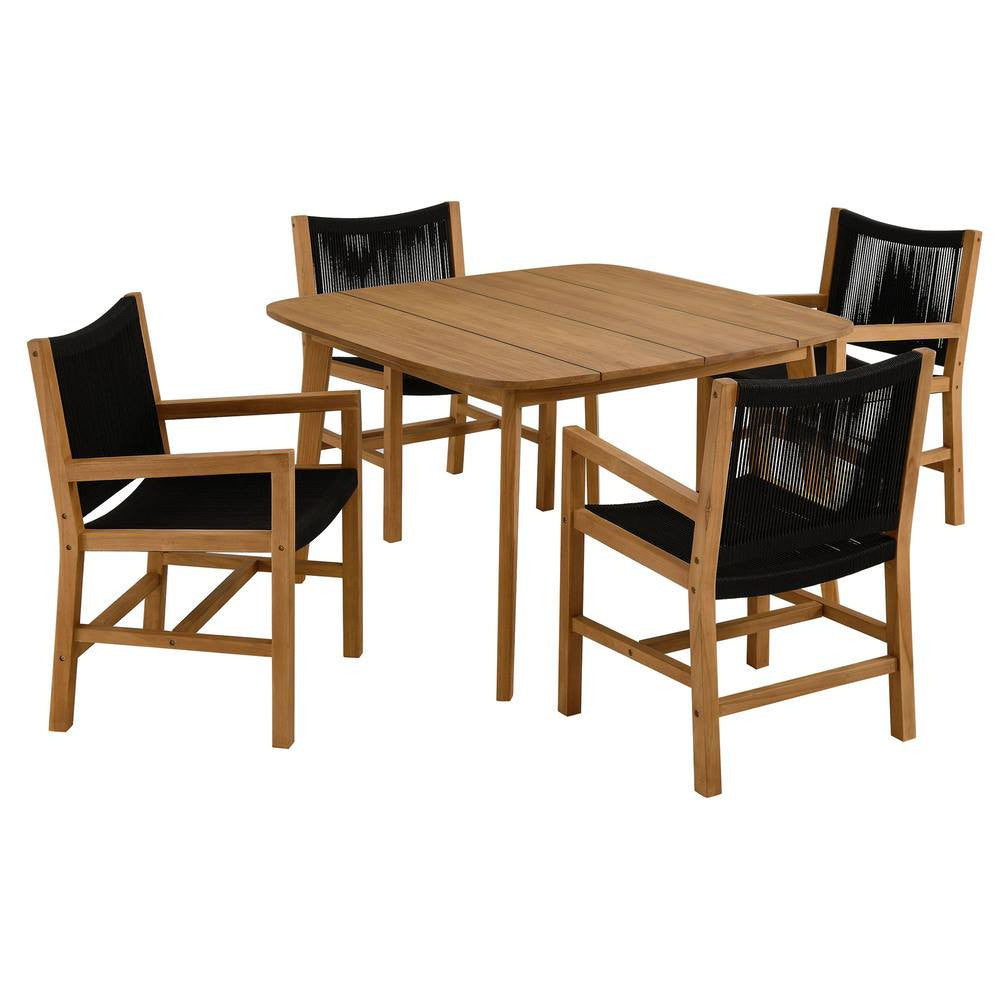 EEI-6935 Vienna 5-Piece Outdoor Patio Teak and Rope Dining Set with Armchairs by Modway