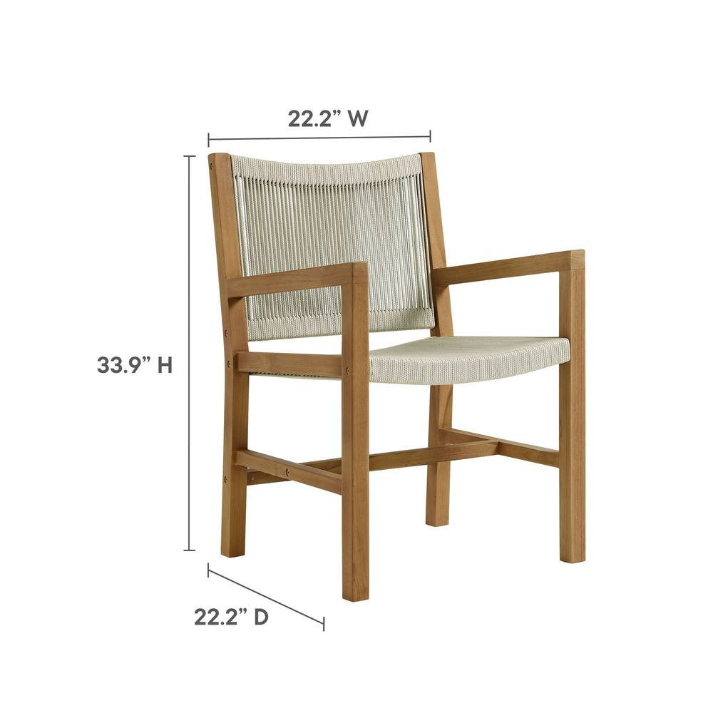 EEI-6935 Vienna 5-Piece Outdoor Patio Teak and Rope Dining Set with Armchairs by Modway