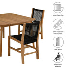 EEI-6934 Vienna 5-Piece Outdoor Patio Teak and Rope Dining Set with Armless Chairs by Modway