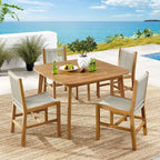 EEI-6934 Vienna 5-Piece Outdoor Patio Teak and Rope Dining Set with Armless Chairs by Modway