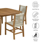EEI-6934 Vienna 5-Piece Outdoor Patio Teak and Rope Dining Set with Armless Chairs by Modway