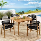EEI-6933 Vienna 5-Piece Outdoor Patio Teak and Rope Dining Set with Curved-Back Armchairs by Modway
