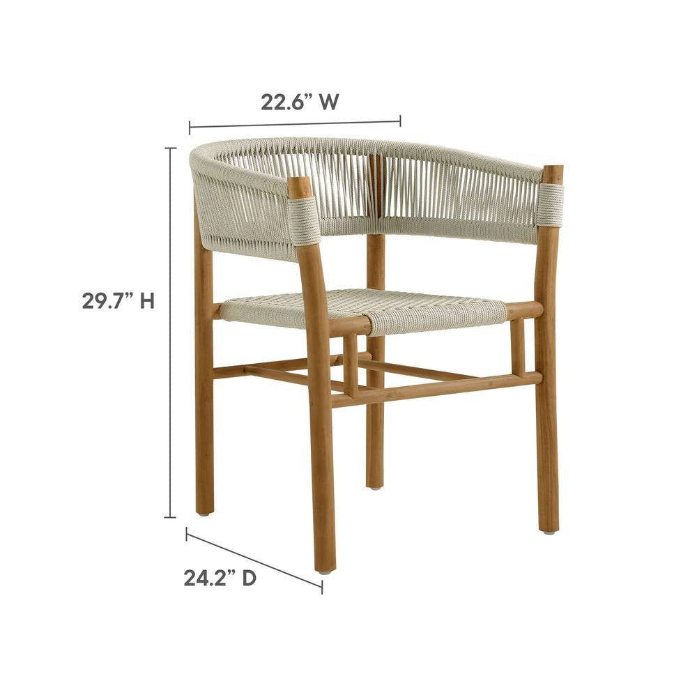 EEI-6933 Vienna 5-Piece Outdoor Patio Teak and Rope Dining Set with Curved-Back Armchairs by Modway