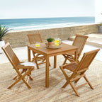 EEI-6931-NAT-NAT Vienna 5-Piece Outdoor Patio Teak Wood Dining Set with Folding Chairs by Modway