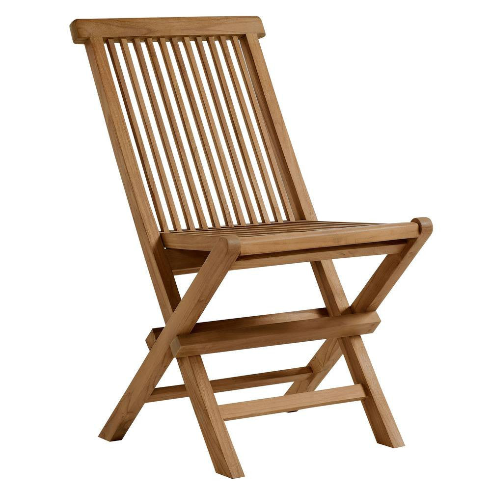 EEI-6931-NAT-NAT Vienna 5-Piece Outdoor Patio Teak Wood Dining Set with Folding Chairs by Modway