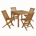 Modway EEI-6931-NAT-NAT Vienna 5-Piece Outdoor Patio Teak Wood Dining Set with Folding Chairs Natural Natural