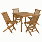 Modway EEI-6931-NAT-NAT Vienna 5-Piece Outdoor Patio Teak Wood Dining Set with Folding Chairs Natural Natural