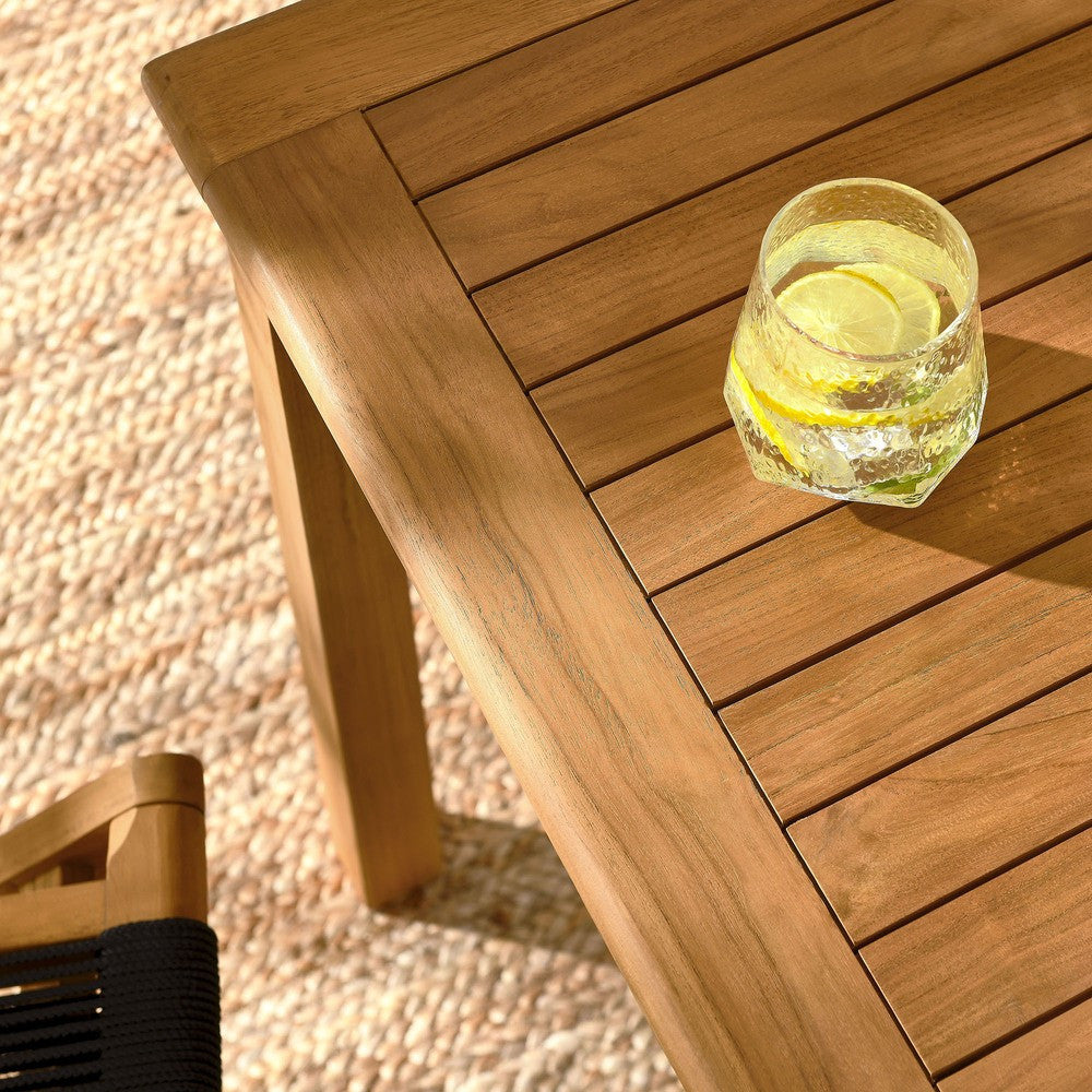 EEI-6932 Vienna 5-Piece Outdoor Patio Teak Wood Dining Set with Rope Folding Chairs by Modway