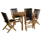 EEI-6932 Vienna 5-Piece Outdoor Patio Teak Wood Dining Set with Rope Folding Chairs by Modway