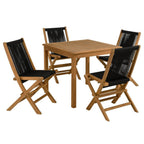 EEI-6932 Vienna 5-Piece Outdoor Patio Teak Wood Dining Set with Rope Folding Chairs by Modway