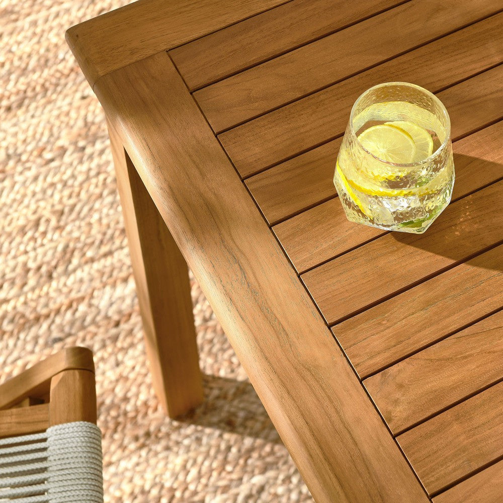 EEI-6932 Vienna 5-Piece Outdoor Patio Teak Wood Dining Set with Rope Folding Chairs by Modway