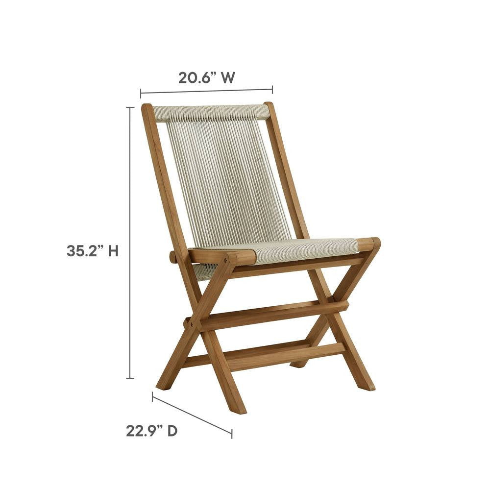 EEI-6932 Vienna 5-Piece Outdoor Patio Teak Wood Dining Set with Rope Folding Chairs by Modway