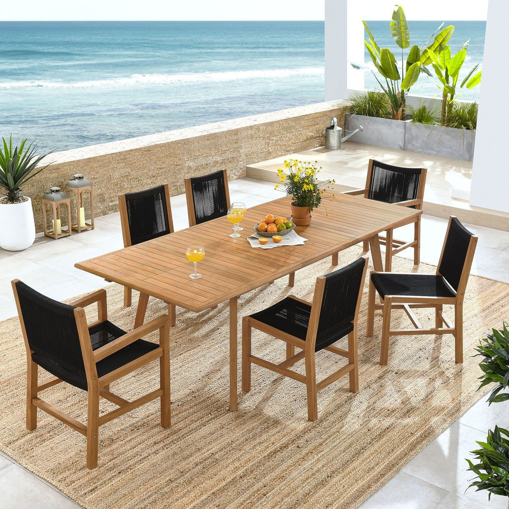 EEI-6928 Vienna 7-Piece Outdoor Patio Teak and Rope Dining Set by Modway