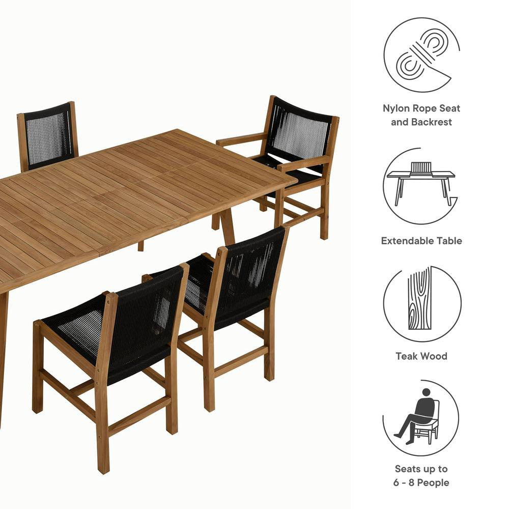 EEI-6928 Vienna 7-Piece Outdoor Patio Teak and Rope Dining Set by Modway