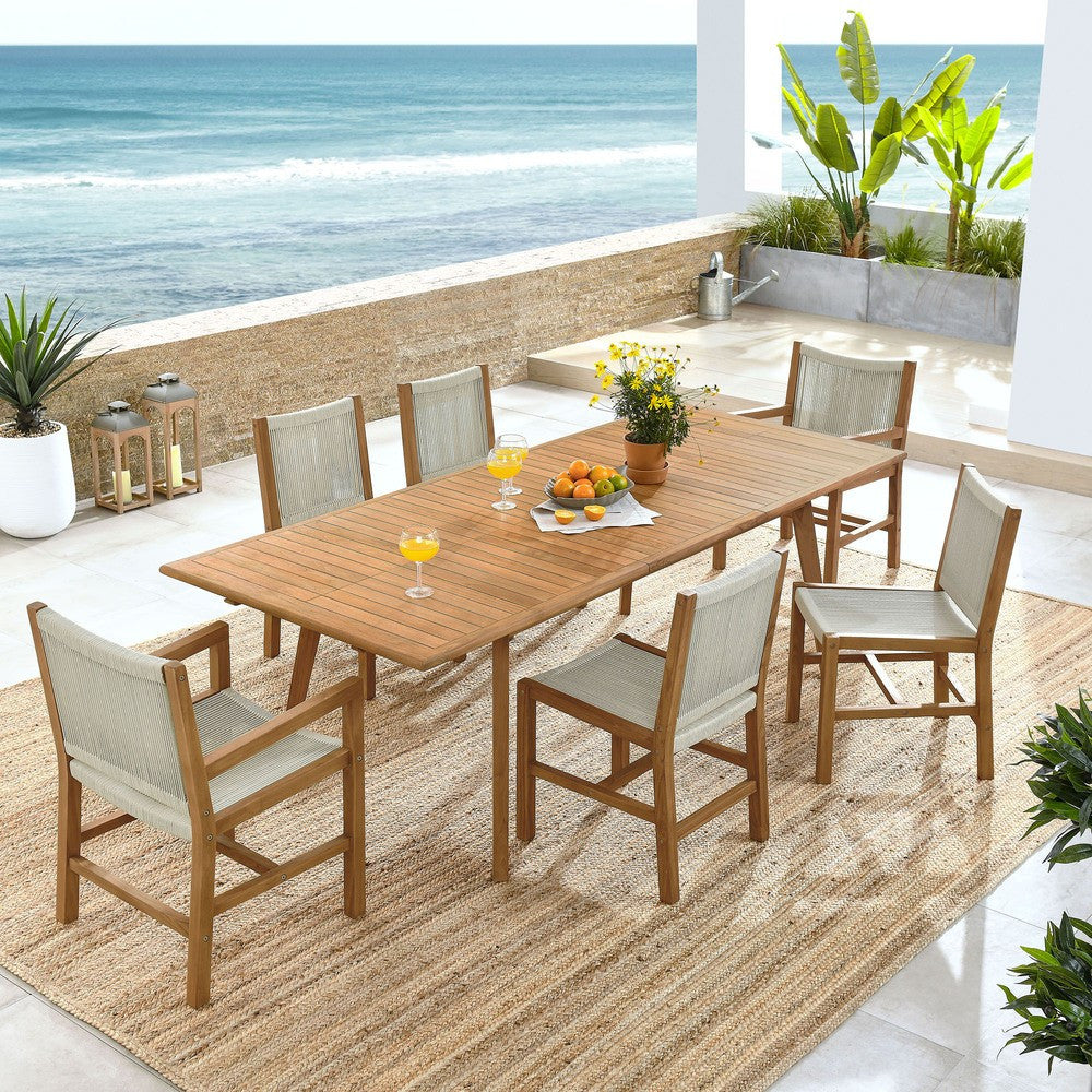EEI-6928 Vienna 7-Piece Outdoor Patio Teak and Rope Dining Set by Modway