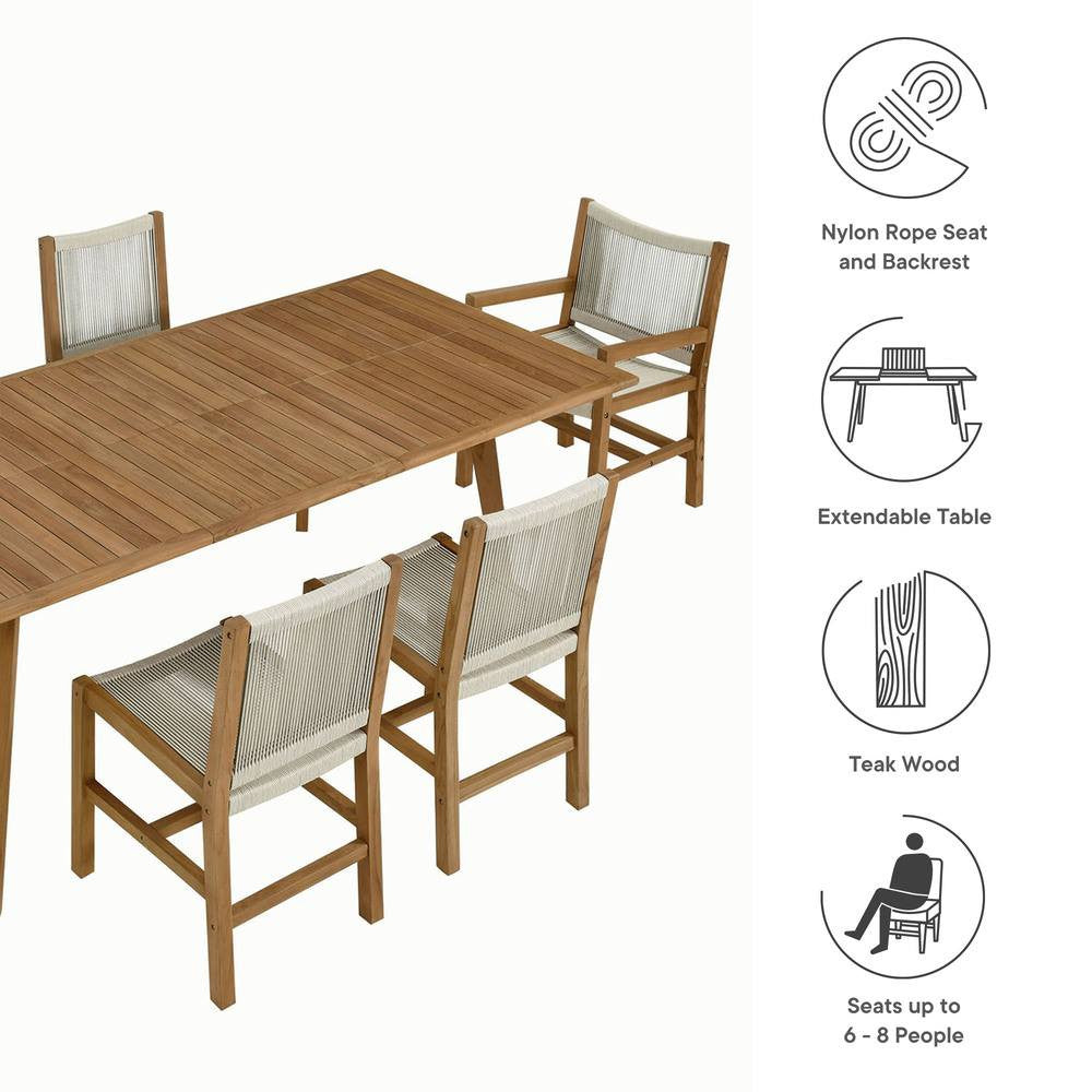 EEI-6928 Vienna 7-Piece Outdoor Patio Teak and Rope Dining Set by Modway