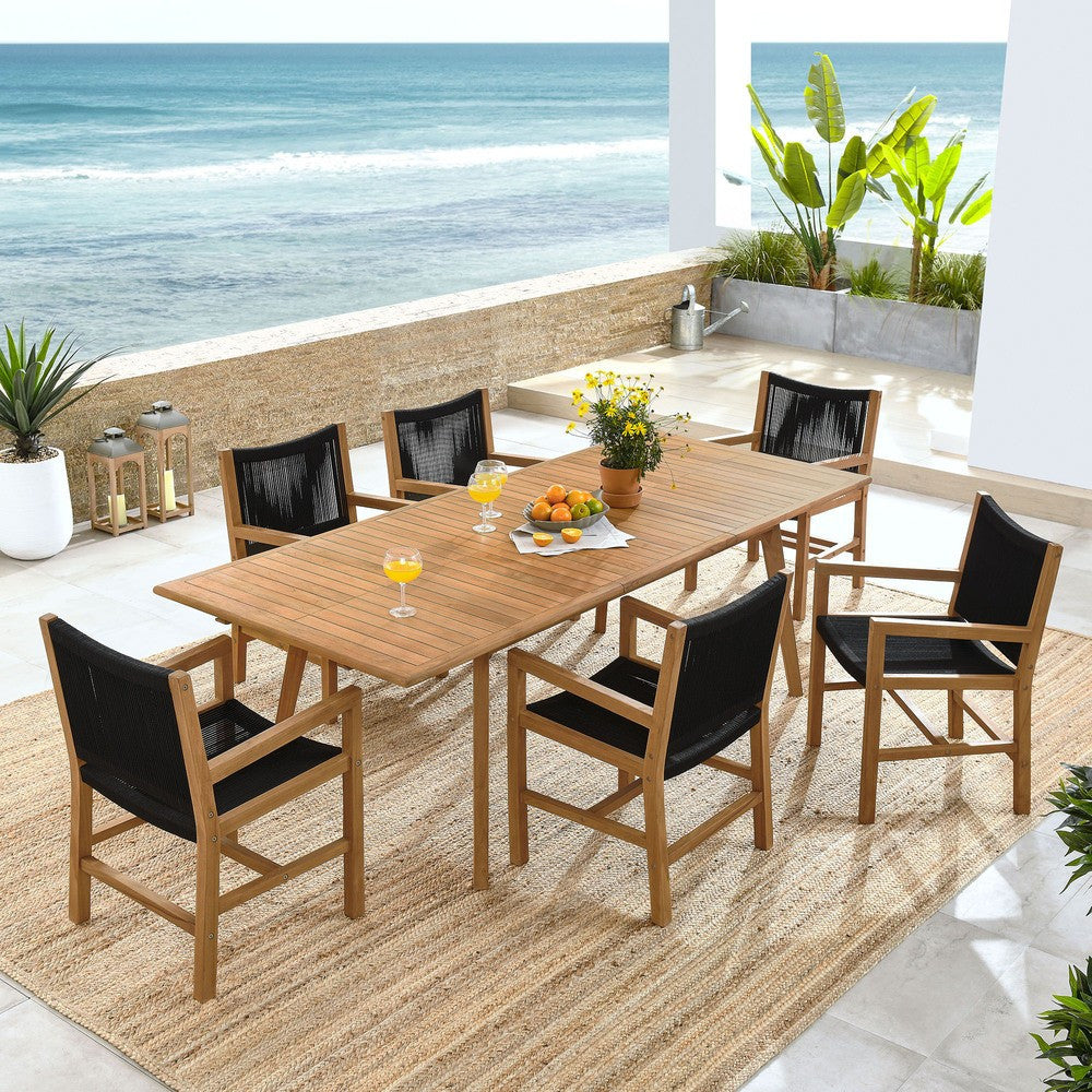 EEI-6929 Vienna 7-Piece Outdoor Patio Teak and Rope Dining Set with Armchairs by Modway