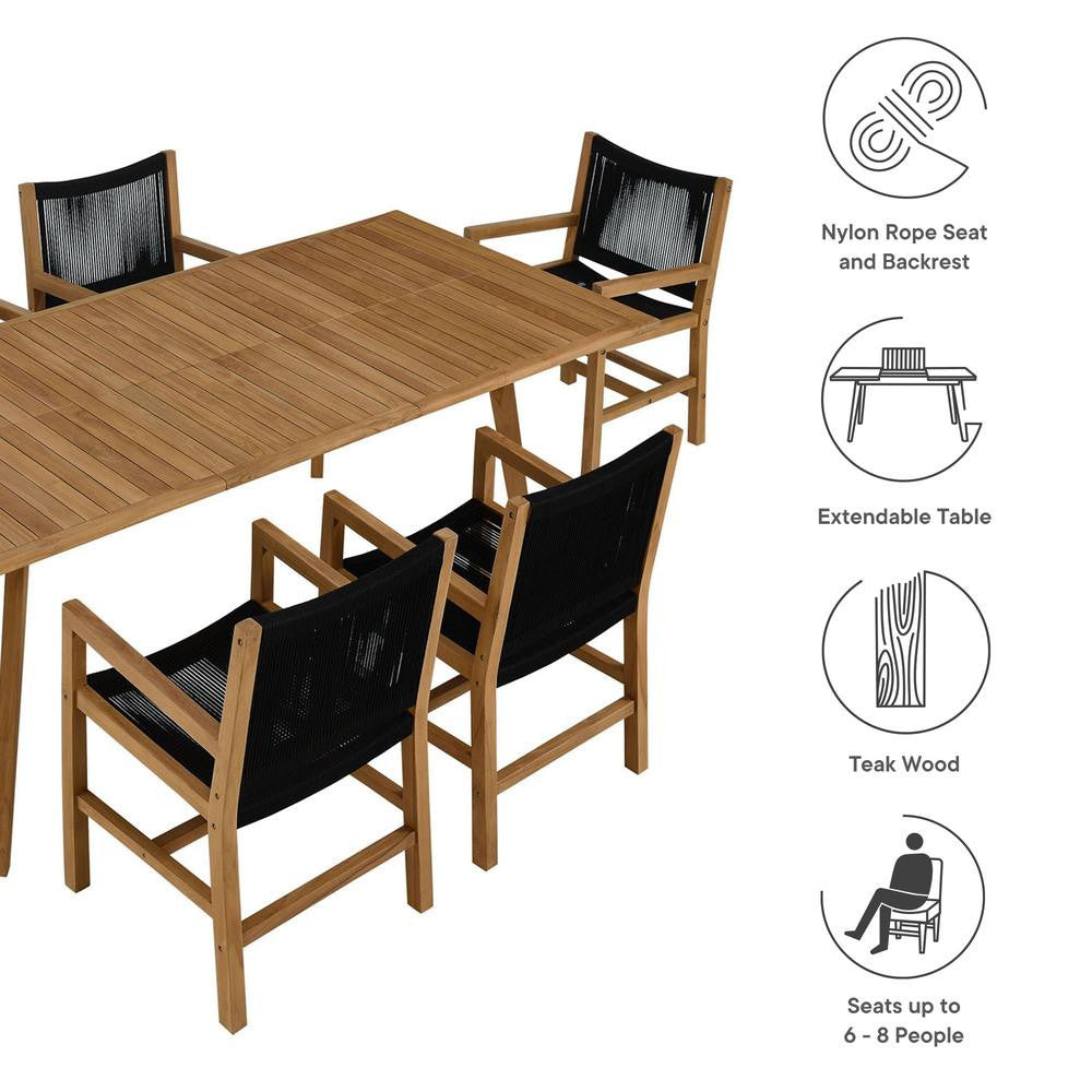 EEI-6929 Vienna 7-Piece Outdoor Patio Teak and Rope Dining Set with Armchairs by Modway