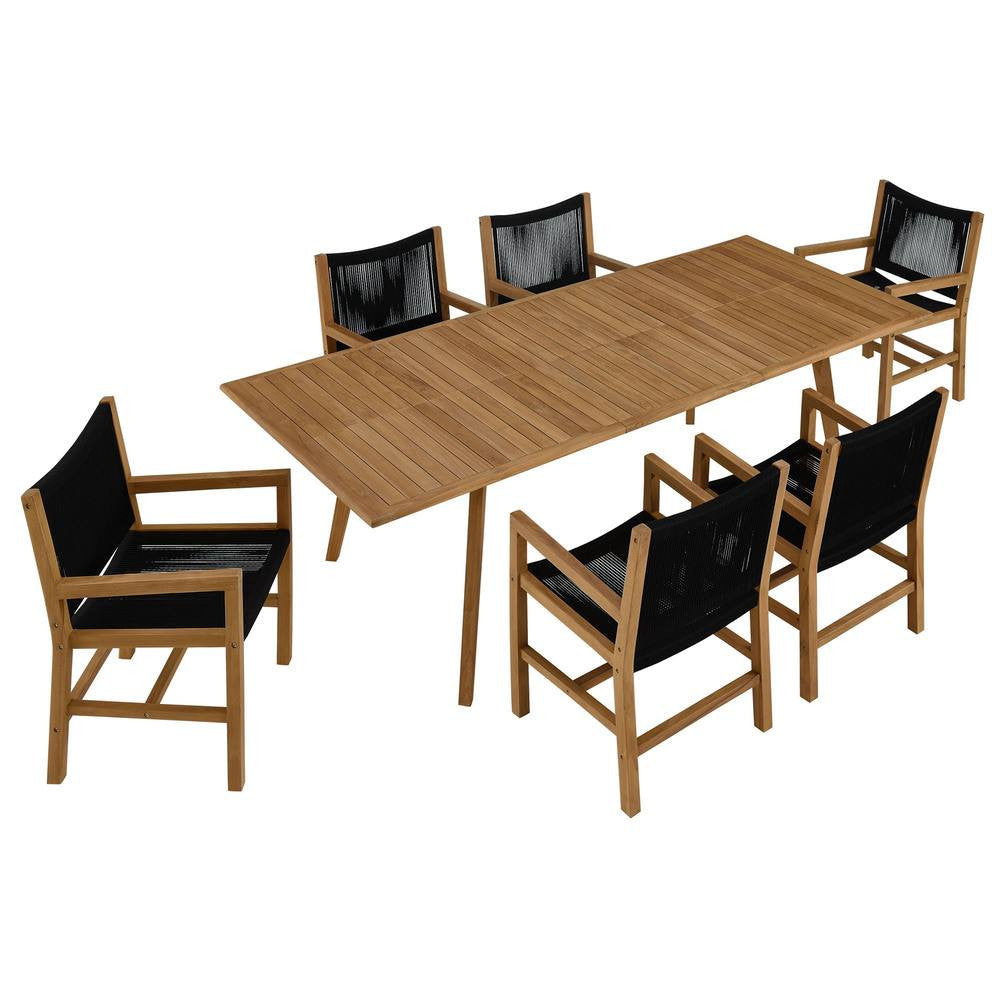 EEI-6929 Vienna 7-Piece Outdoor Patio Teak and Rope Dining Set with Armchairs by Modway