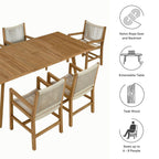 EEI-6929 Vienna 7-Piece Outdoor Patio Teak and Rope Dining Set with Armchairs by Modway