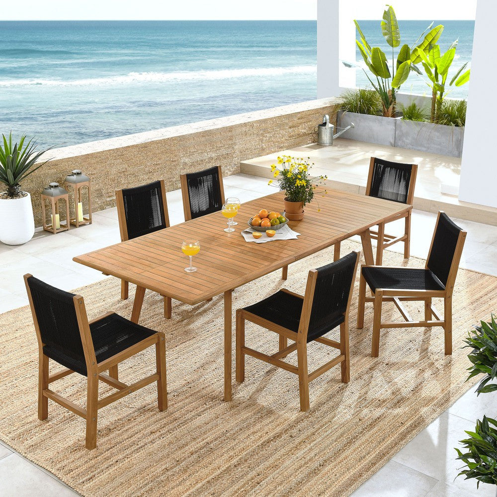 EEI-6927 Vienna 7-Piece Outdoor Patio Teak and Rope Dining Set with Armless Chairs by Modway