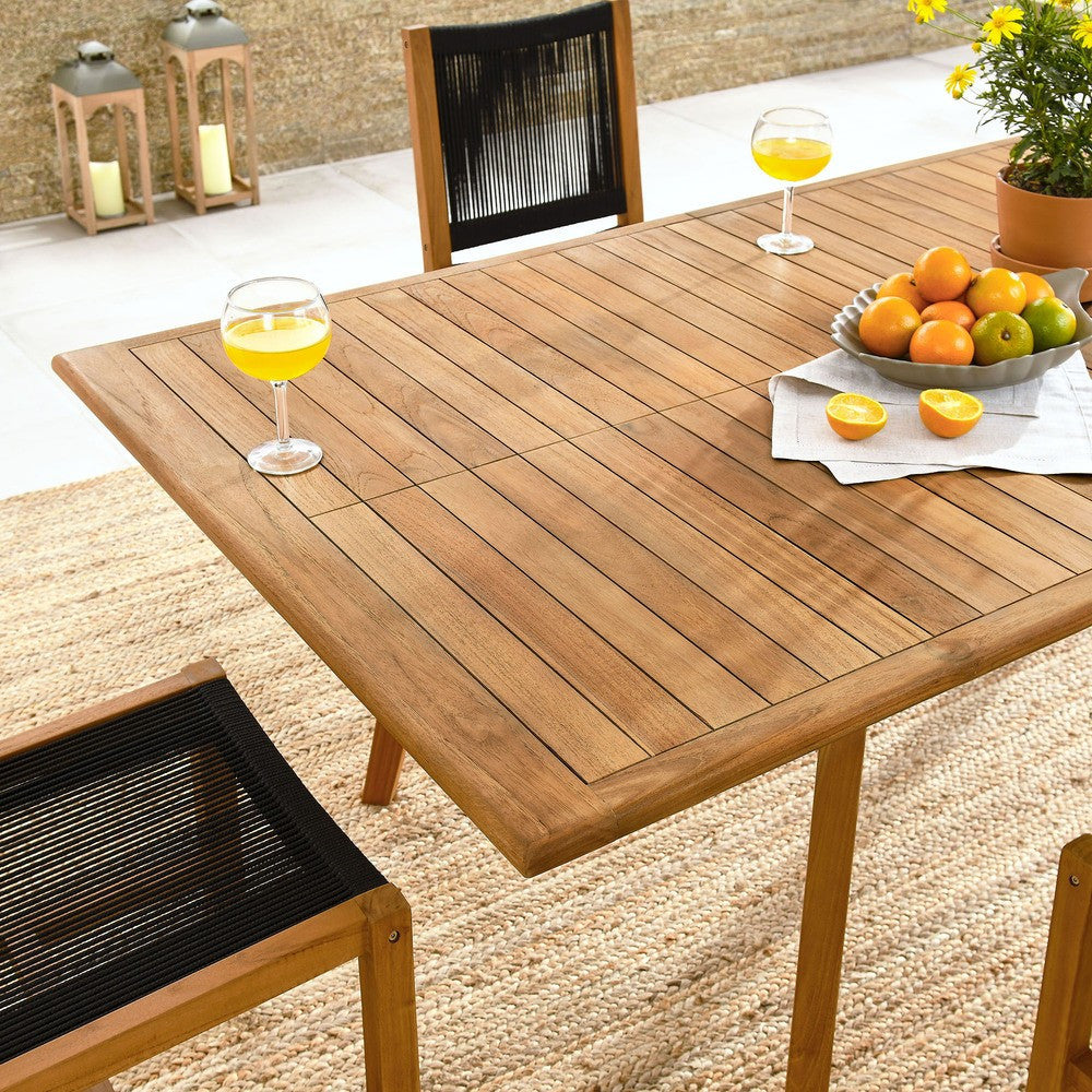 EEI-6927 Vienna 7-Piece Outdoor Patio Teak and Rope Dining Set with Armless Chairs by Modway