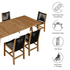 EEI-6927 Vienna 7-Piece Outdoor Patio Teak and Rope Dining Set with Armless Chairs by Modway
