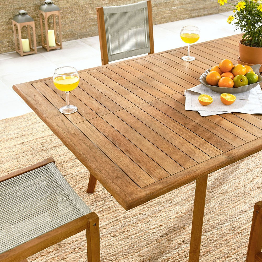 EEI-6927 Vienna 7-Piece Outdoor Patio Teak and Rope Dining Set with Armless Chairs by Modway