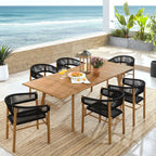 EEI-6930 Vienna 7-Piece Outdoor Patio Teak and Rope Dining Set with Curved-Back Armchairs by Modway