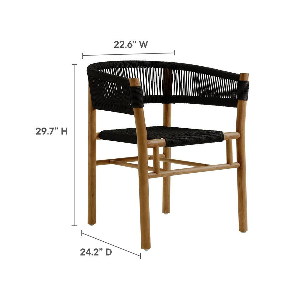 EEI-6930 Vienna 7-Piece Outdoor Patio Teak and Rope Dining Set with Curved-Back Armchairs by Modway