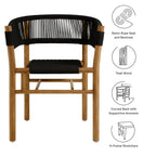 EEI-6811 Vienna Outdoor Patio Teak and Rope Curved-Back Dining Armchairs Set of 2 by Modway